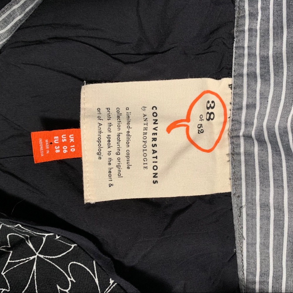 Anthropologie 52 Conversations Colloquial A-Line Skirt Black White 6 - Picture 3 of 5